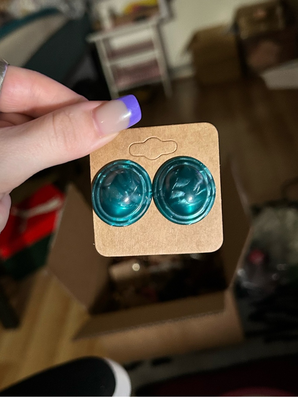 Avon Teal Dome Earrings